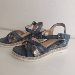 sandale compensée bleu neuf
