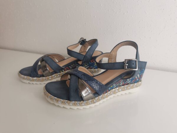 sandale compensée bleu neuf